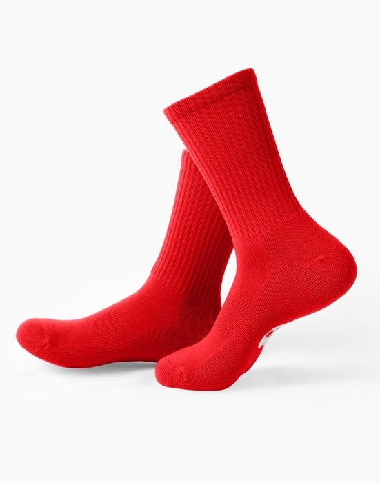1552 Sport Ribbed Crew Socks Scarlet Red